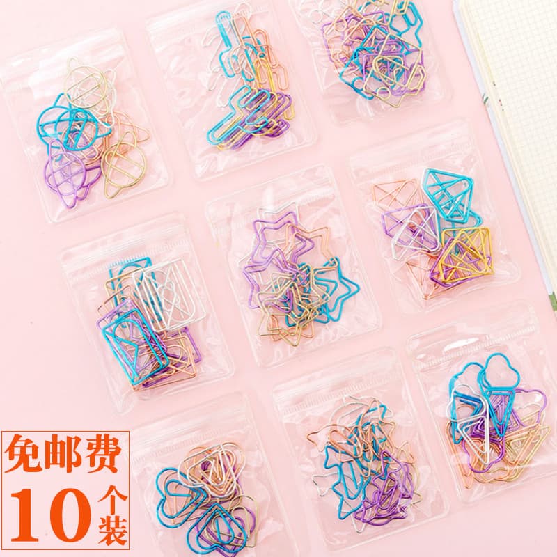 Clipe de papel bonito 10 pçs pacote criativo em forma especial dos desenhos animados colorido Metal clipe de papel marca