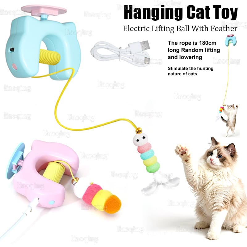 Brinquedo Inteligente Para Gatos , Bola Interativa Recarregável Por USB , Porta Suspensa , Brinquedos Exercícios De Anim
