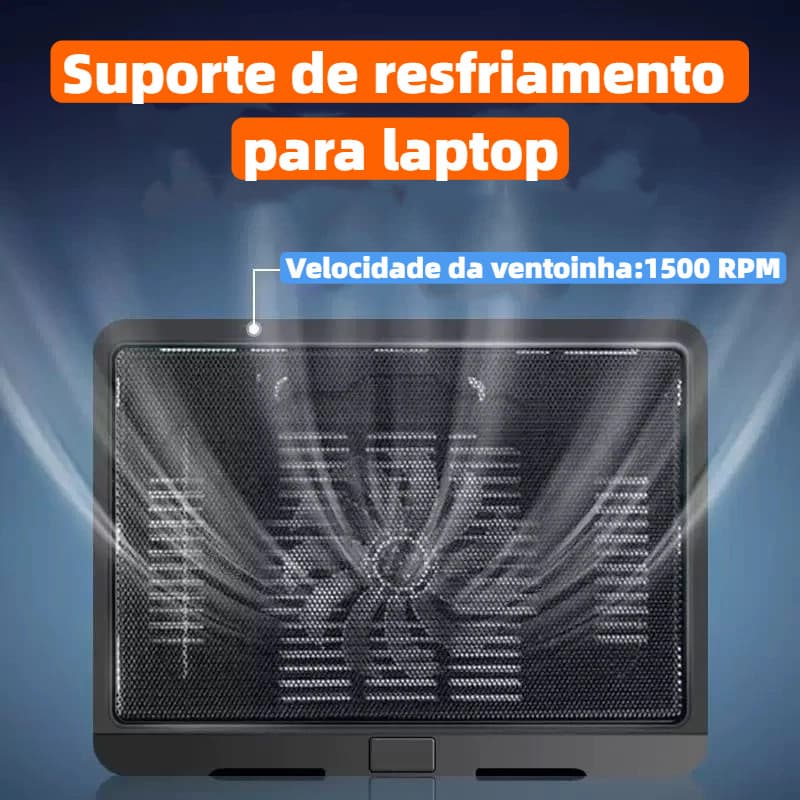 Base Cooler  Notebook, LED, Laptop 1500rpm suporte Notebook Base Refrigerada Ventilação Silenciosa Atek B1010[