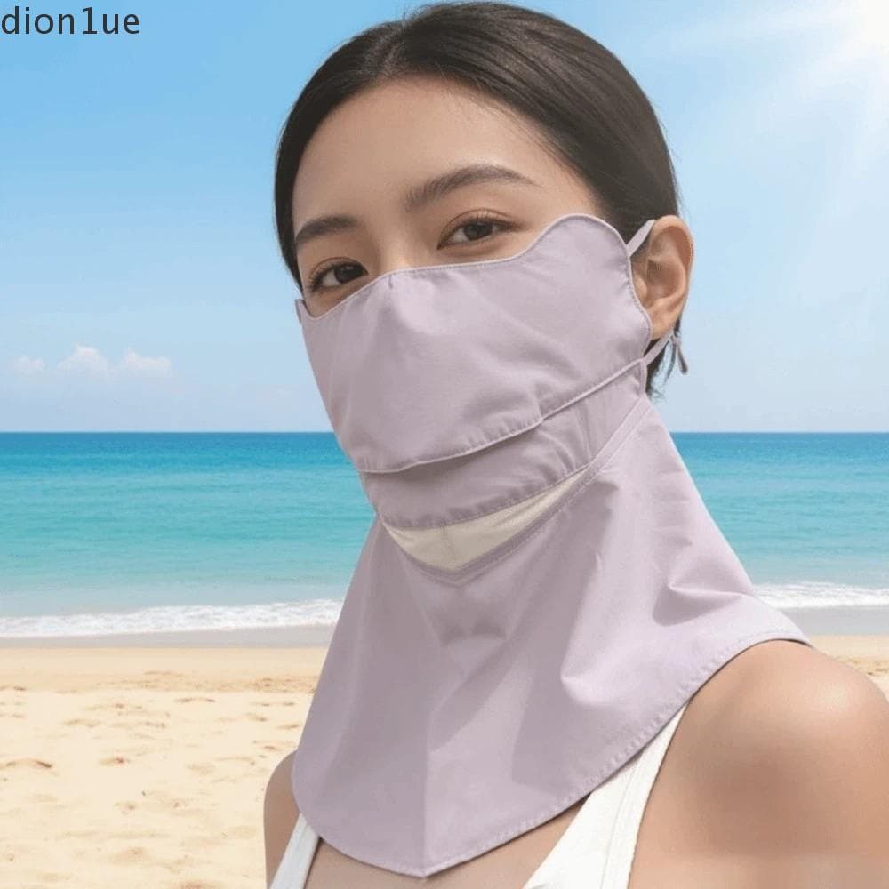 Máscara Protetora Solar DION1UE Com Xale , Proteção Facial Fina De Seda Gelada , Elástica Respirável Para Guarda-Sol