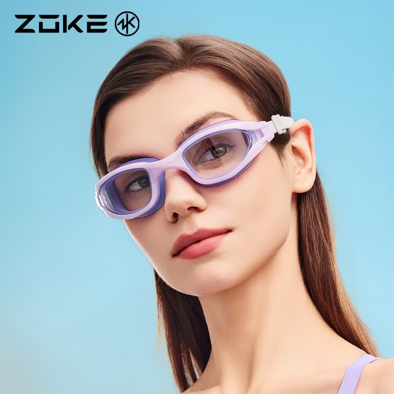 Zhuke óculos de natação HD à prova dwaterproof água Anti-nevoeiro quadro médio treinamento de natação senhoras iniciante