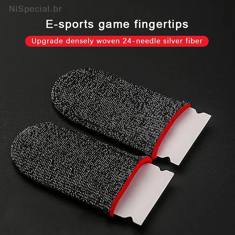 [Nis] 2 Pcs Manga De Dedo Para Jogos Pontas Dos Dedos Respiráveis Tela De Toque Anti-Suor Capa Berços Luva Móvel Sensíve