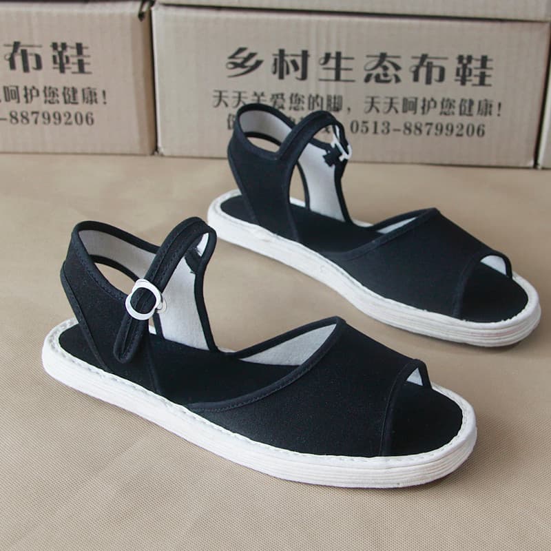 Senhoras sandálias de sola de pano feminino na moda artesanal Melaleuca sola velho pequim tradicional fivela Retro desod