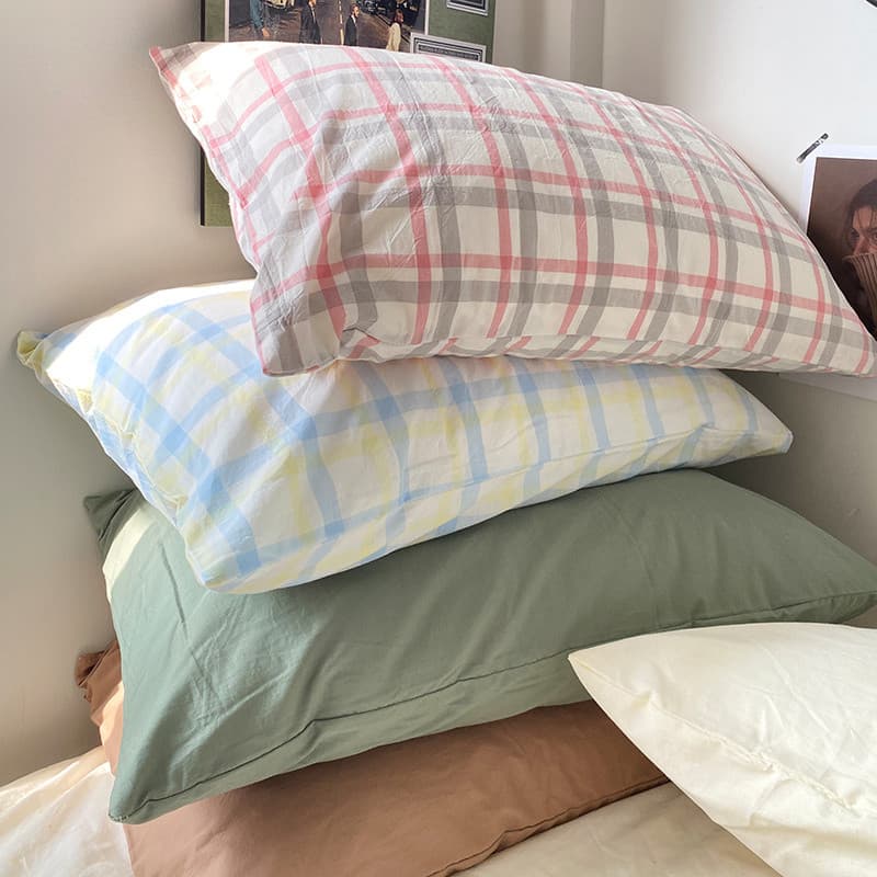 Fronha listrada de produto único série ~ ins estilo Blogger fio de algodão tingido 48*74cm fronha única pequena fronha f