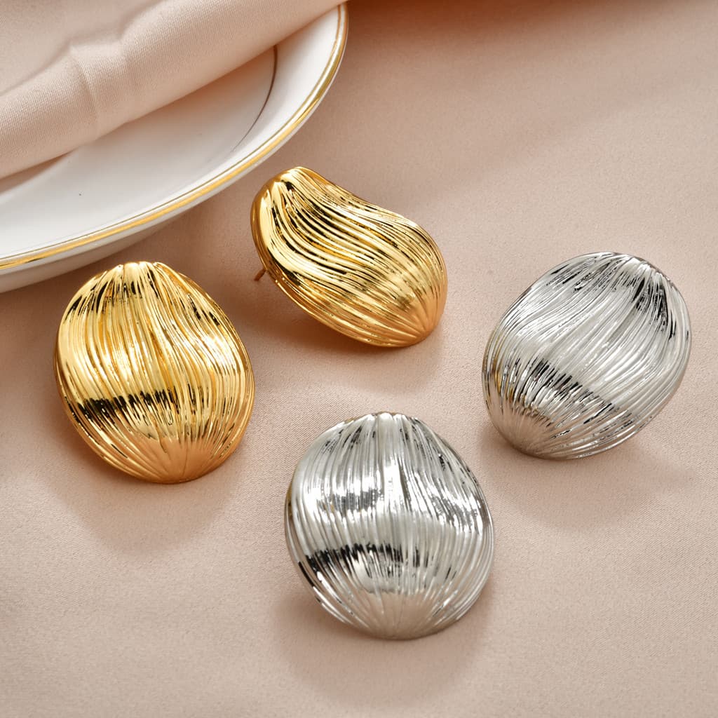 【15】Brincos Vintage com Pregas Irregulares e Listras