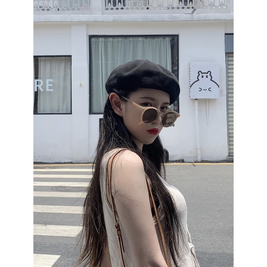 100% boina de linho feminino verão estilo fino versão coreana na moda All-Match japonês pintor chapéu octogonal britânic