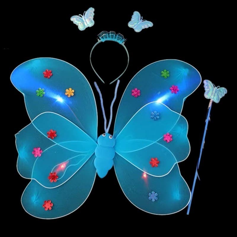 Anjo adereços luminosos asas de borboleta decoração traseira brinquedos infantis meninas quadrado noite mercado iluminaç