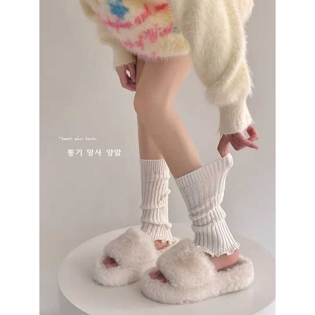 Meias brancas femininas primavera outono quente malha jk bezerro pilha meias japonês Lolita meados de perna perna capa m