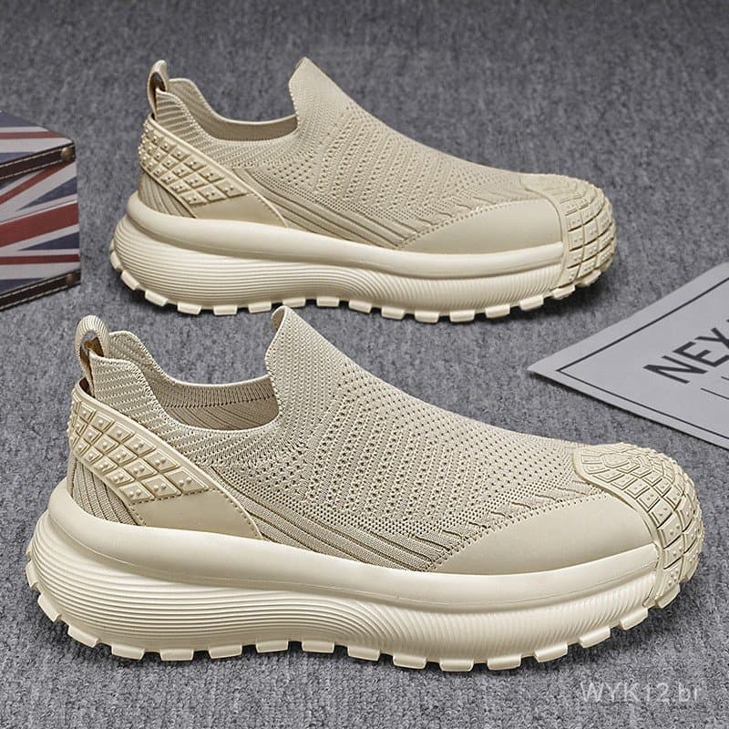 Sapatos masculinos casuais 2025, estilo casual, respirável, tecido de malha leve, modelo fino, design juvenil.