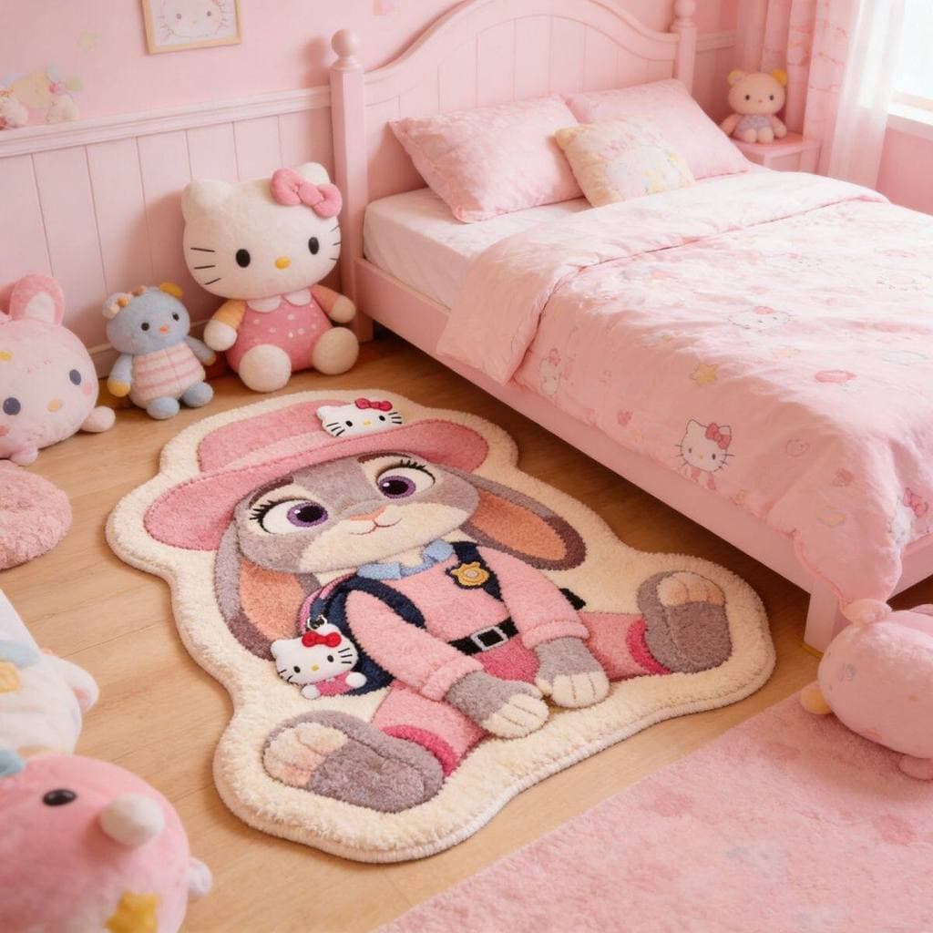 Quarto dos desenhos animados Judy imitação de caxemira tapete menina coração quarto engrossado em forma especial tapete
