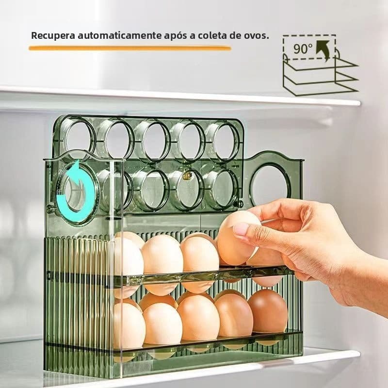 Caixa de armazenamento automática de ovos, porta lateral da geladeira, Rack de armazenamento, bandeja dedicada para ovos