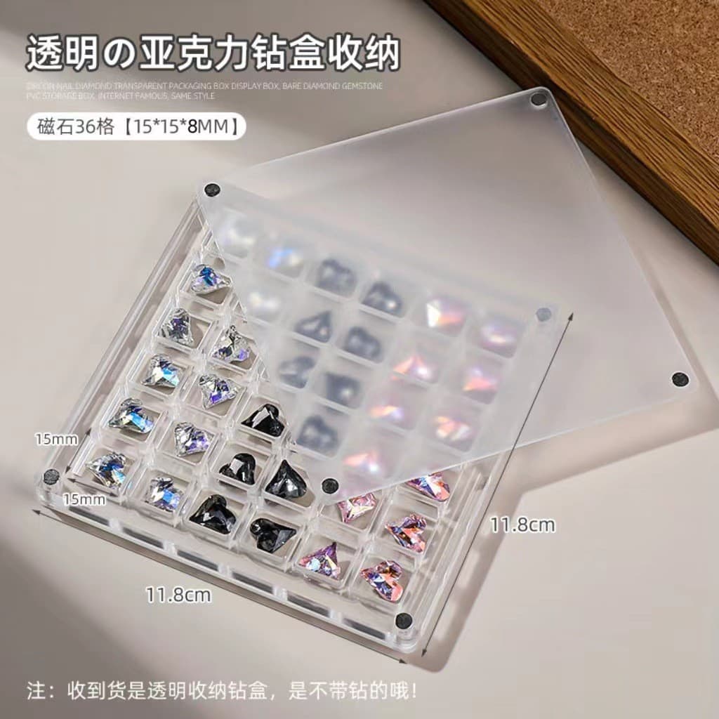 Xiaohongshu influenciador de venda quente caixa de armazenamento magnético Manicure acrílico caixa de diamante jóias de