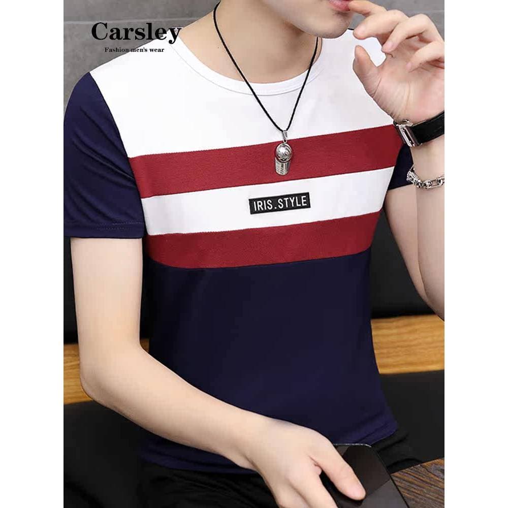 Camiseta de manga curta masculina 2026 verão novo estilo juventude em torno do pescoço moda Casual confortável All-Match