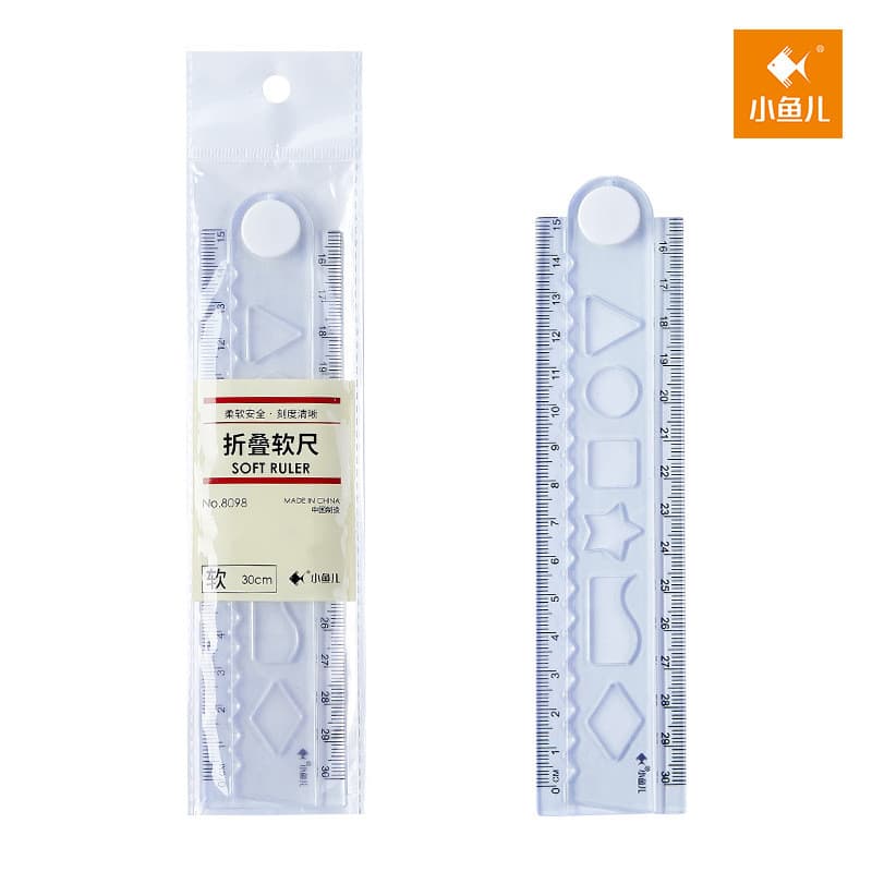 Alunos da escola primária usam régua multifuncional transparente plástico régua dobrável 15cm régua 30cm onda régua grad