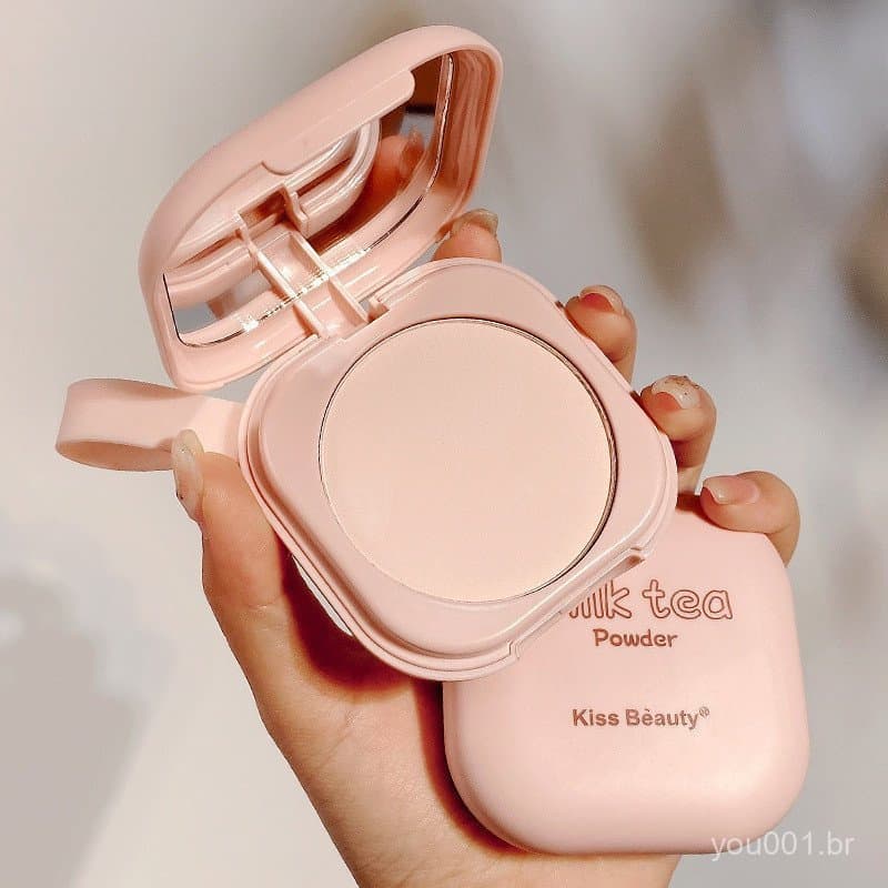 Pó Compacto Kiss Beauty Milk com Controle de Oleosidade, Longa Duração, À Prova d'Água/Maquiagem/Pó Solto/Dupla Camada/P
