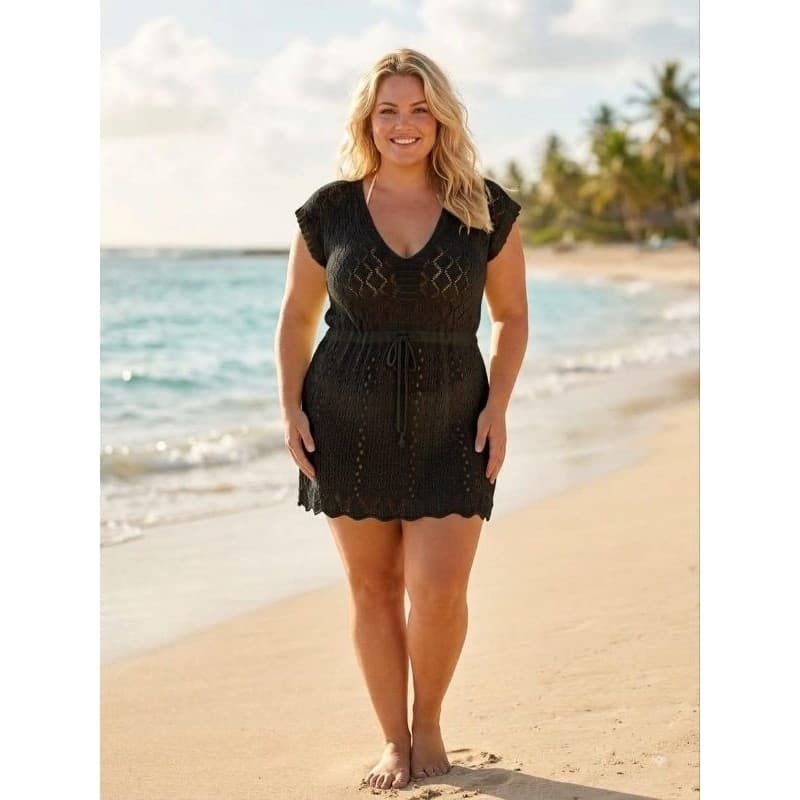 saída de praia em tricô Tricot PLUS SIZE PREMIUM