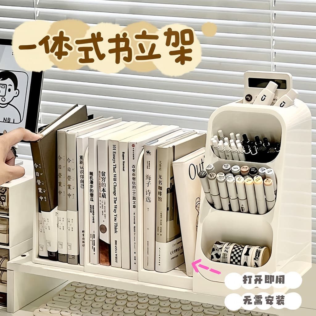 Bookend caixa de armazenamento Desktop retrátil livro partição armazenamento escritório estante estudante caneta titular