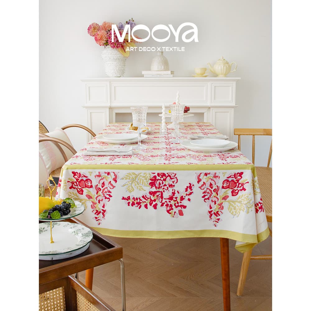 MOOYA Danhua flor francês vermelho toalha de mesa tecido luz luxo High-End toalha de mesa retangular casa