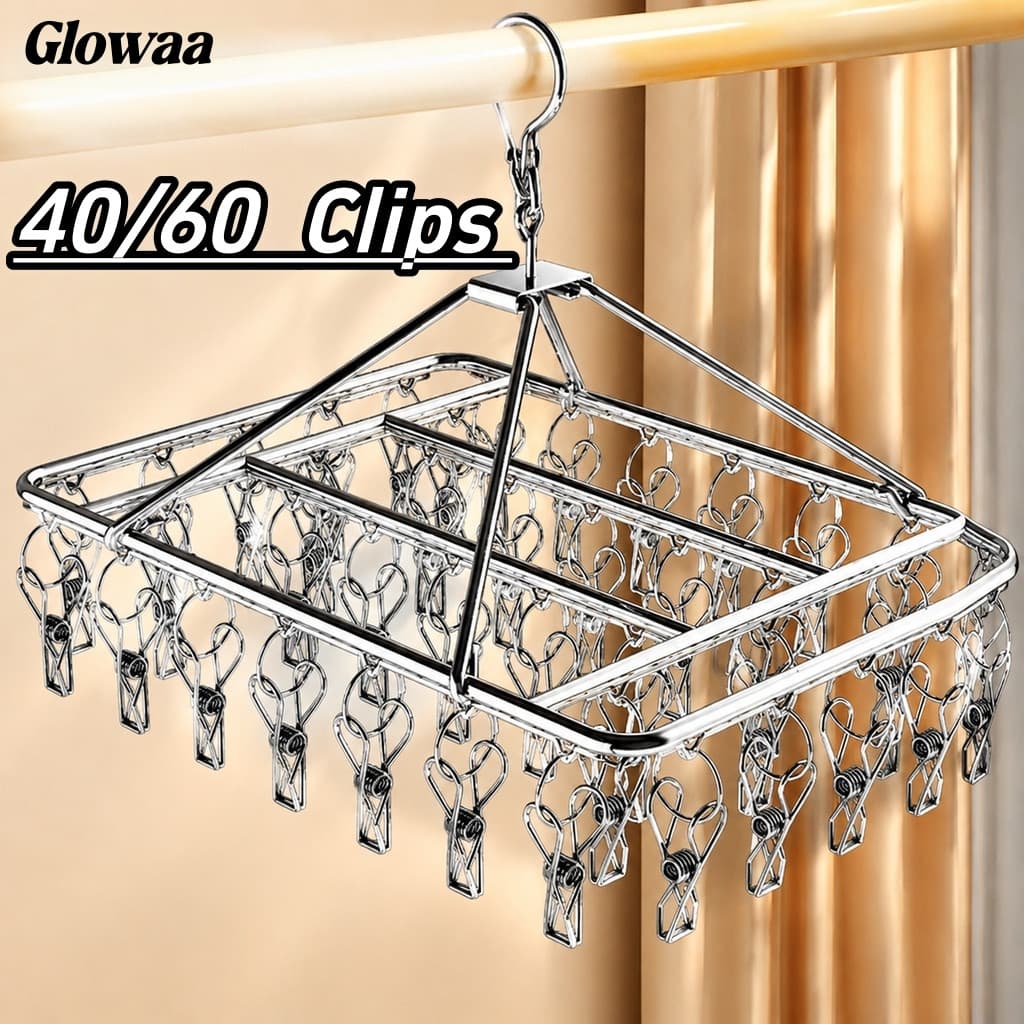 Varal 60/40/20/8 Clips Inox Prendedores Roupa Bebe Calcinha Cueca Dobrável Inox