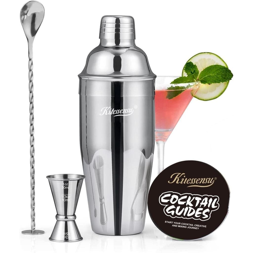 Coqueteleira, KITESSENSU Coqueteleira de 24oz com Filtro para Bartender, Medidor de Dosagem, Colher de Mistura para Bar,