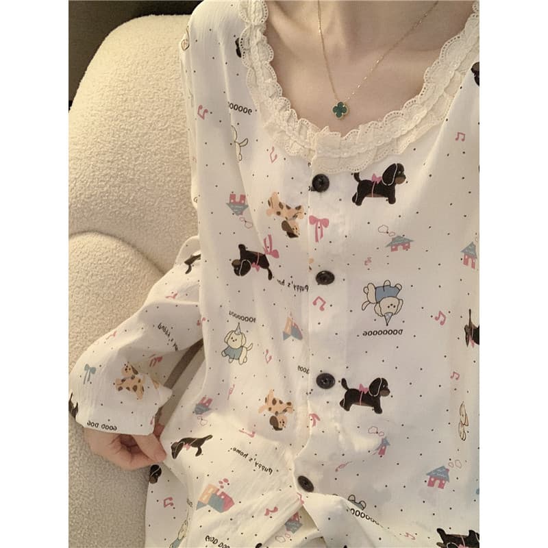 Pijamas de tamanho grande gordura mm High-End sentimento nuvem algodão primavera outono manga comprida solta 100kg bonit