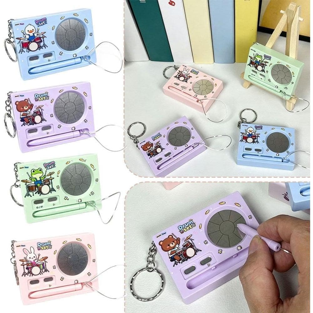 Mini Teclado de Bateria em Forma de Chaveiro, Instrumento Tocável