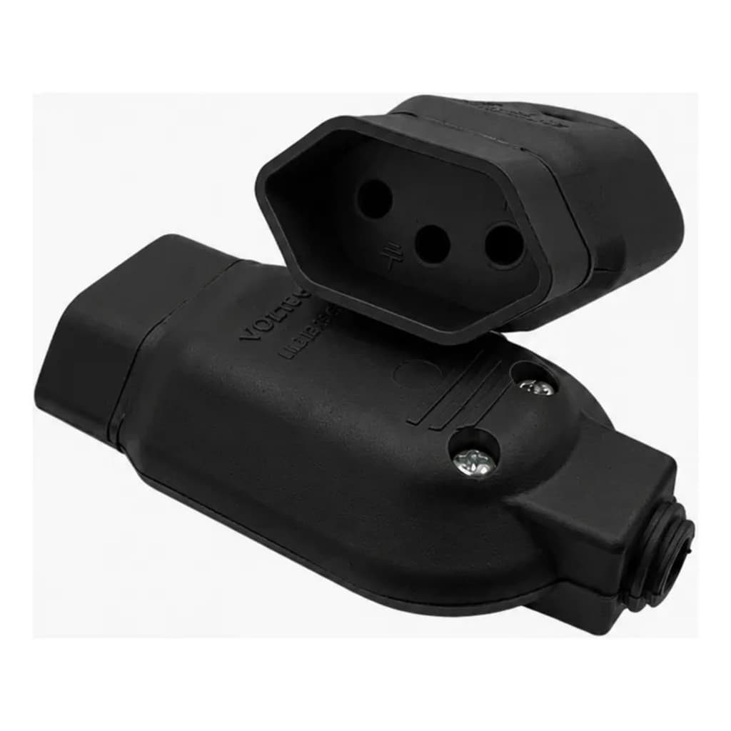 Plug Tomada Fêmea 20A 2P+T Preto V39 - Voltim