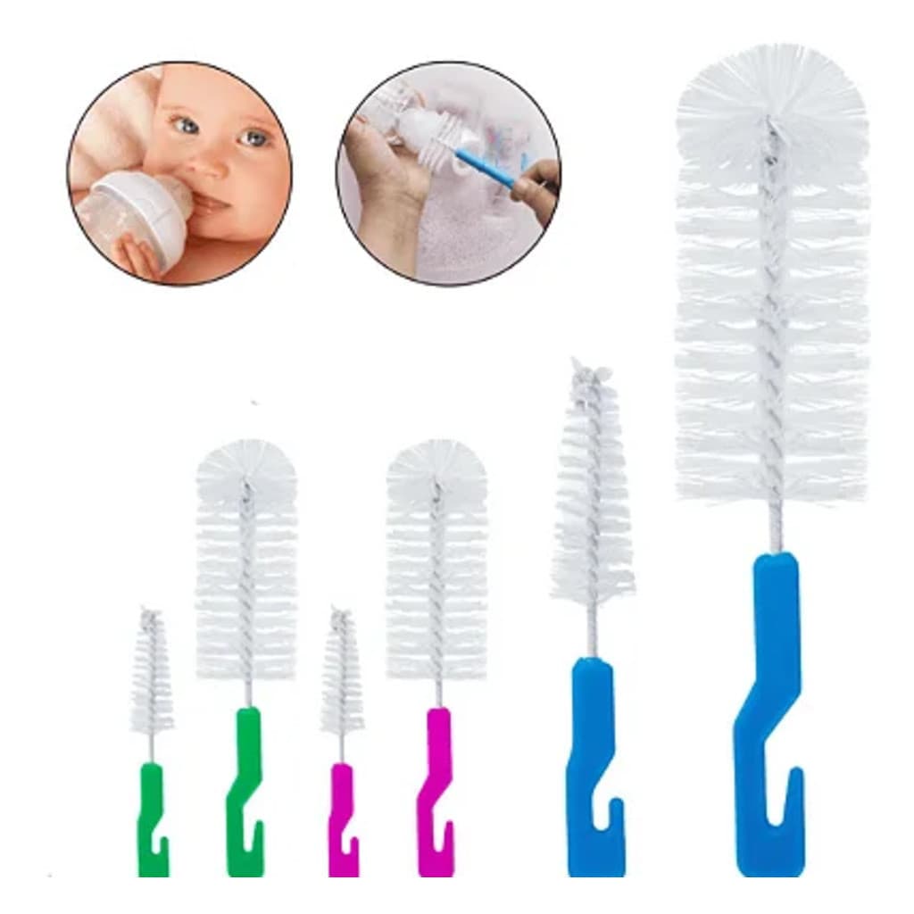 Kit 2 Escovas para Mamadeira e Garrafas – Limpeza Prática de Bicos e Recipientes