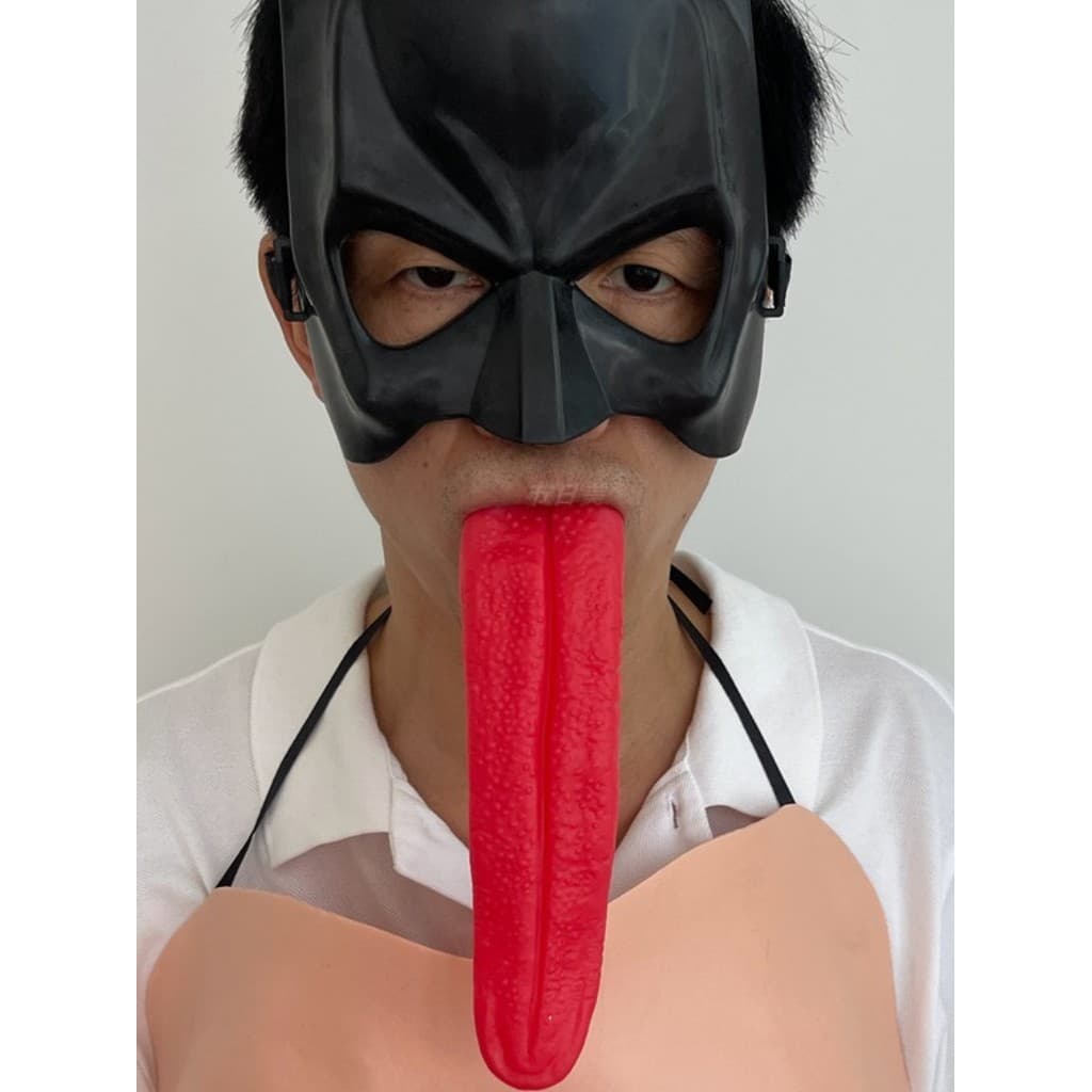 Halloween Horror assustador simulação vermelho língua longa pendurado demônio vestir-se preto branco impermanência Velcr