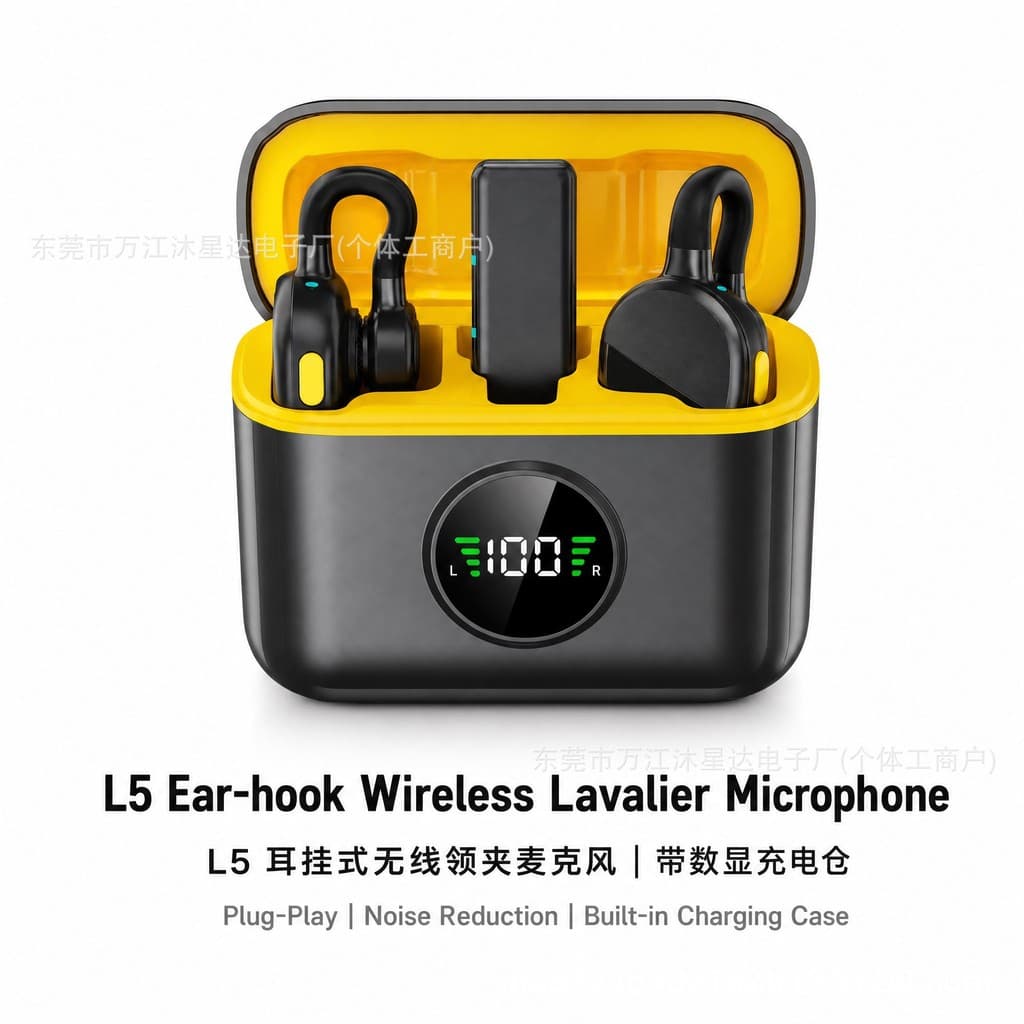 Novo estilo L5 microfone de lapela ao vivo com clipe de orelha, redução de ruído/gravação/rádio/microfone de lapela sem