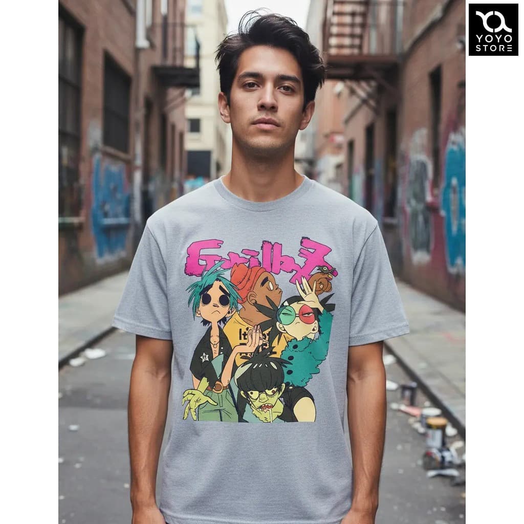 Camiseta Gorillaz Colorido Estampada Blusa Moda Camisa