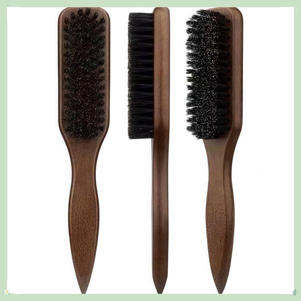 Escova De Cabelo Com Cerdas De Javali , Estilo Barbeiro Penteado Controle De Borda , Cabo