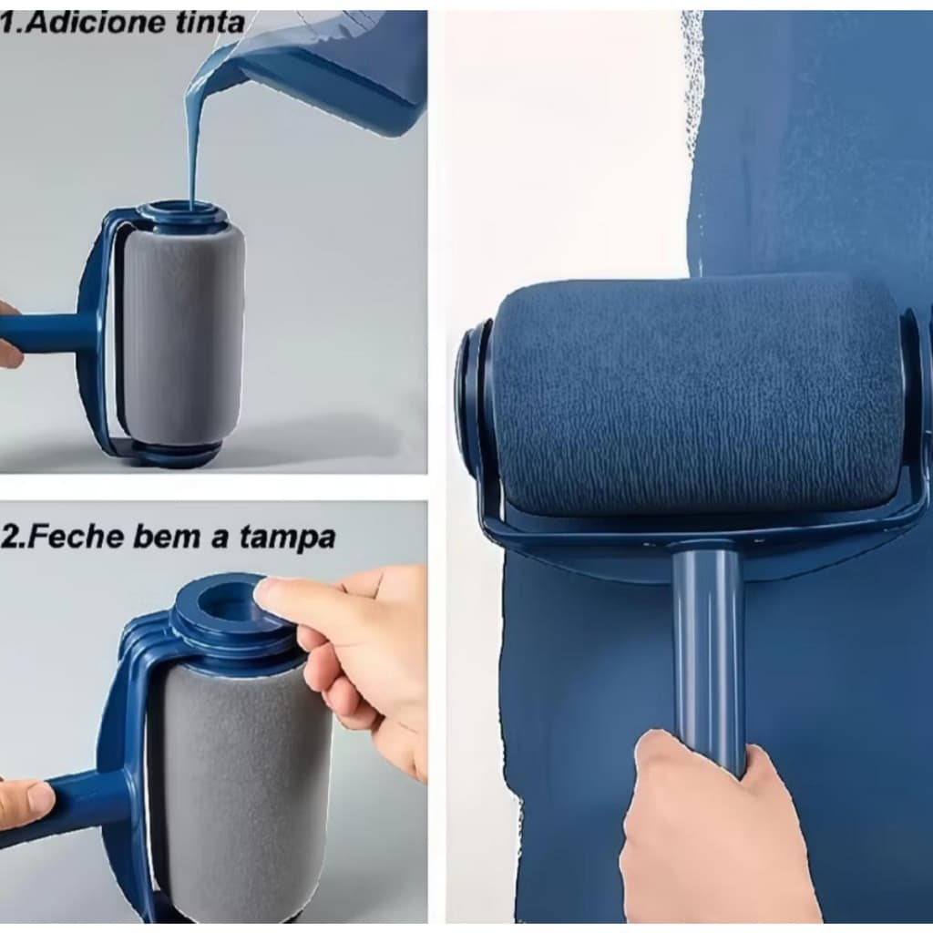 Kit de Pincel Rolo de Pintura Easy Glide de 6 Polegadas para Pintura de Paredes + 72 cm cabo
