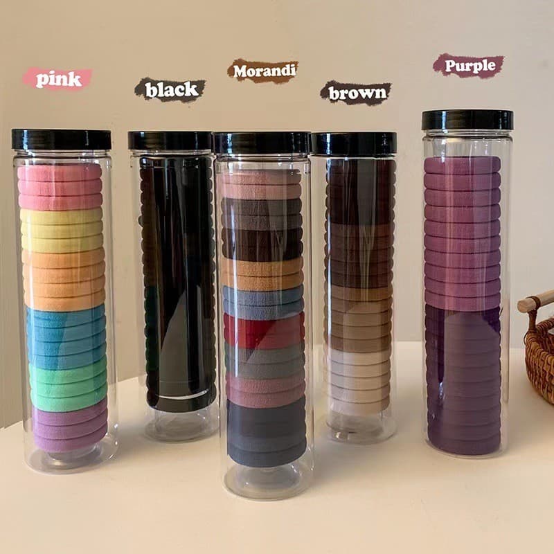 Faixa de borracha sem costura enlatada, laço de cabelo feminino, alta elasticidade, durável, corda de cabelo preta, não