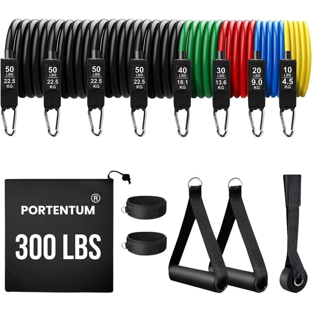Faixas de Resistência PORTENTUM Fitness - Faixas de resistência adequadas para yoga, treinos com pesos livres, academia,