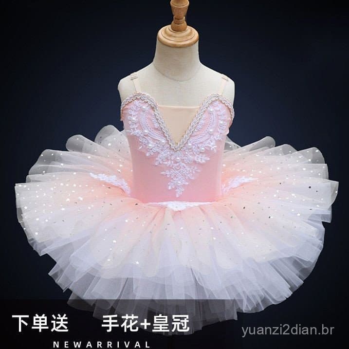 Saia tutu de balé para meninas, fantasia de princesa cisne para dança infantil 1GPM