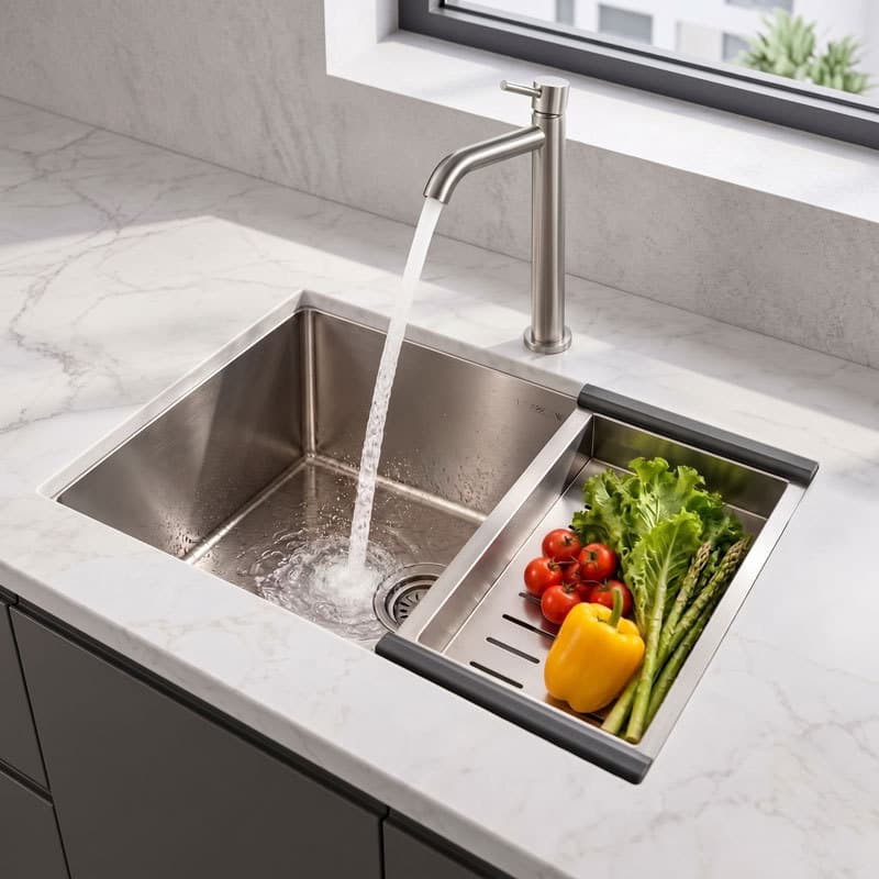 Kit Cuba Cozinha Inox 40x40 com Torneira Pia Cozinha e Acessórios