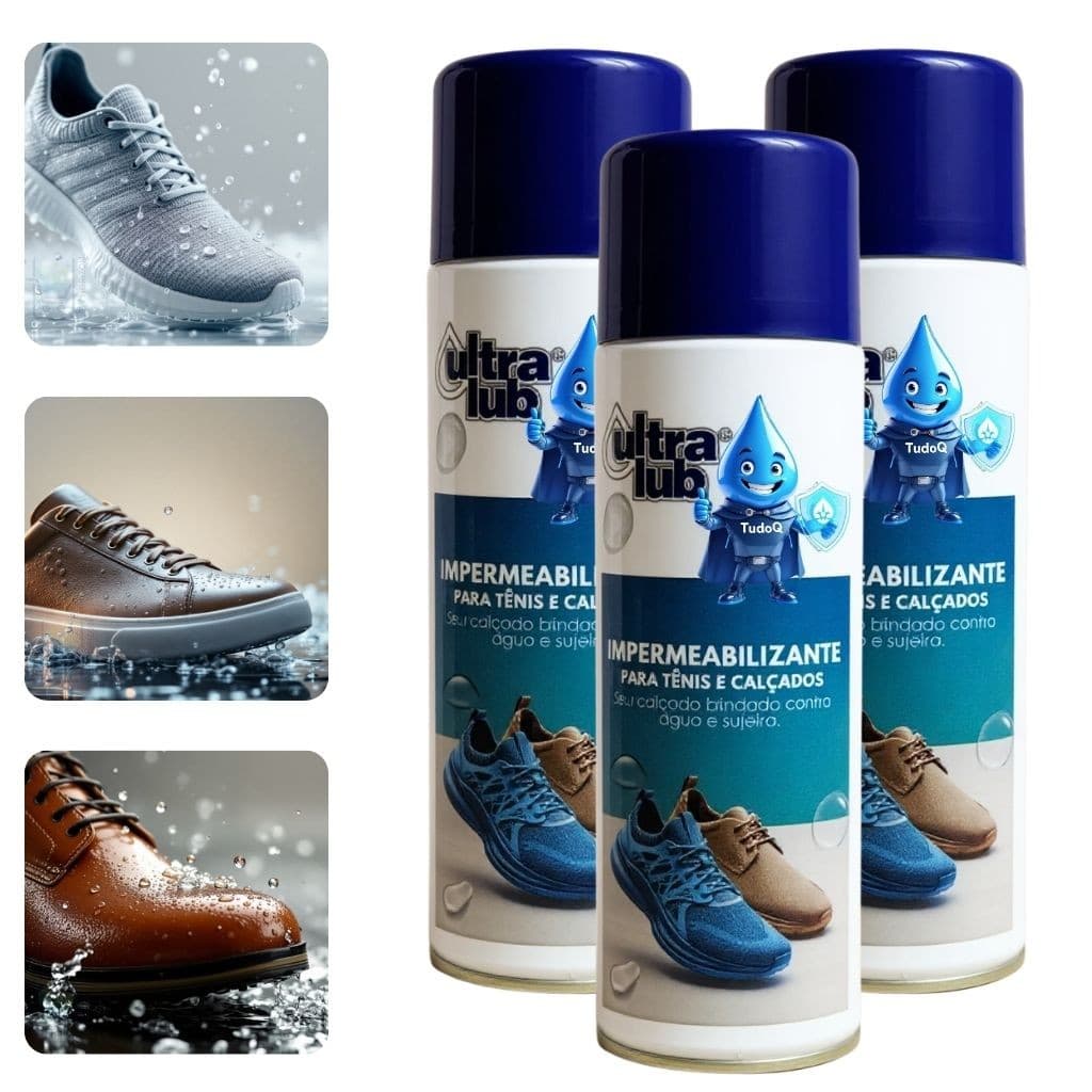 3 Impermeabilizante de Tênis e Calçados 325ml TudoQ UltraLub Tênis Bota Couro Camurça  Repele Água
