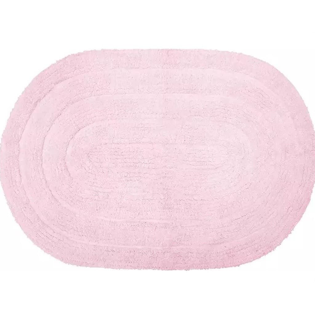 Tapete de Banheiro Allegro Rosa Oval Kapazi 100% Algodão Antiderrapante 40x60cm