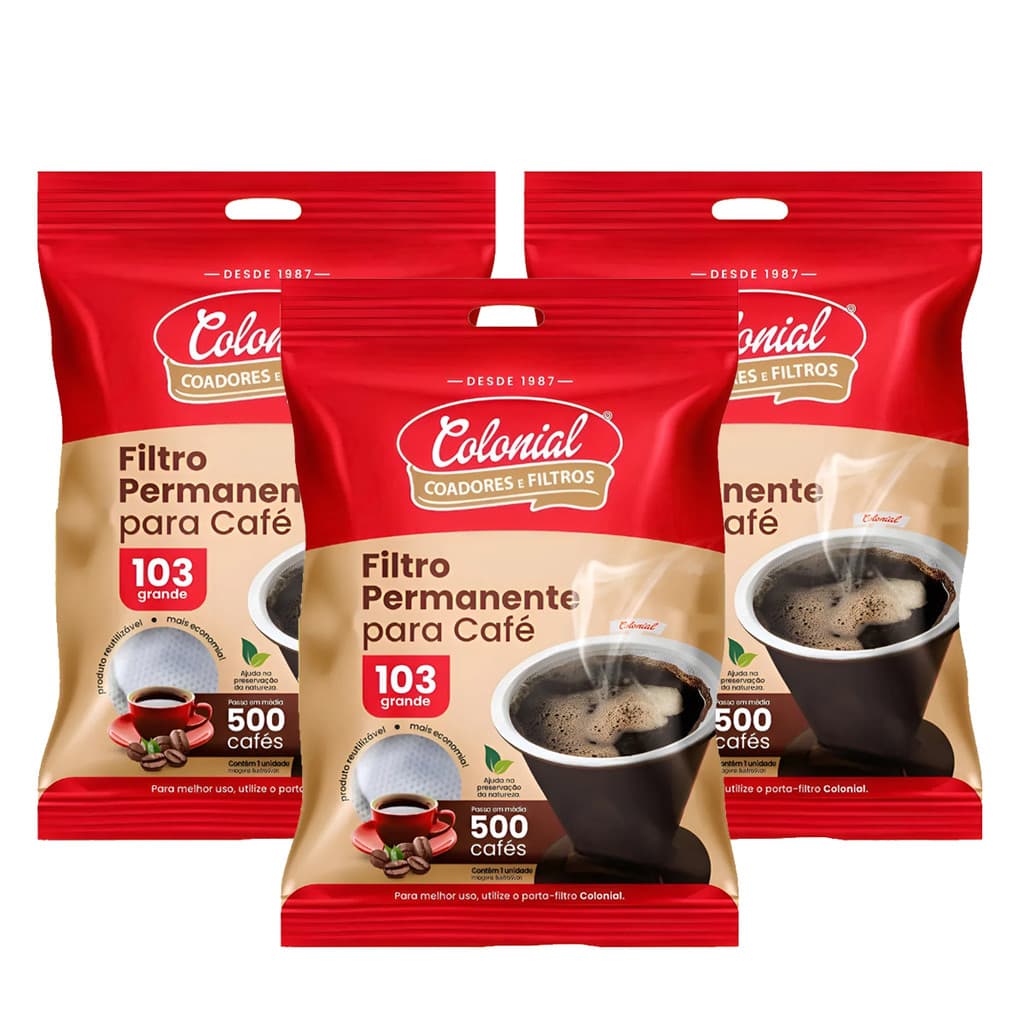 Kit C/ 3 Coador De Café Reutilizável 103 Filtro Lavável Tnt Sustentável Para Chá