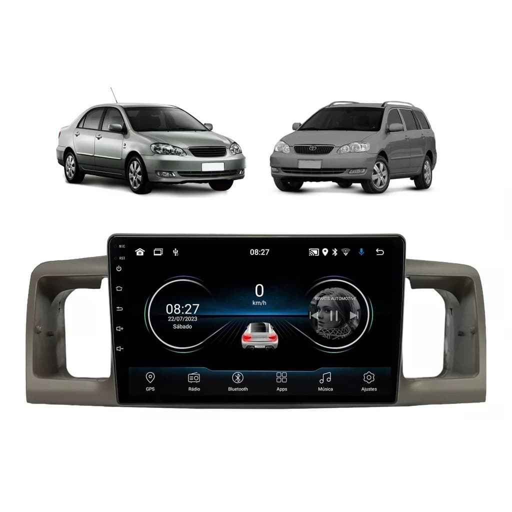 Kit Multimídia Corolla Filder 2003 / 2008 9 Pol Android Carplay Gps 2/32GB - Roadstar 915BR