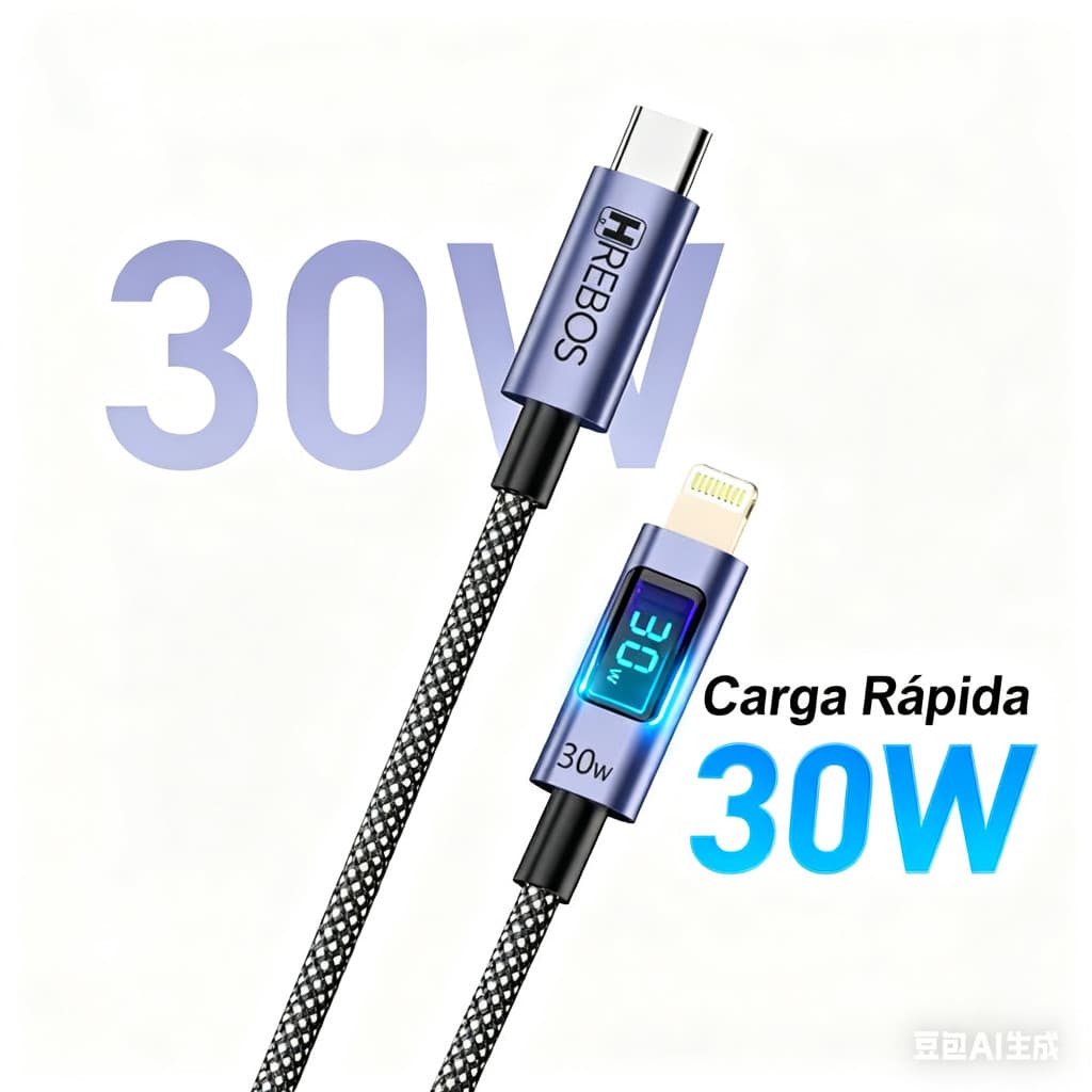 HREBOS Cabo De Carregador Compatível iPhone 14 13 12 11 X XR iPad MacBook Tipo C Lightning CB-389I
