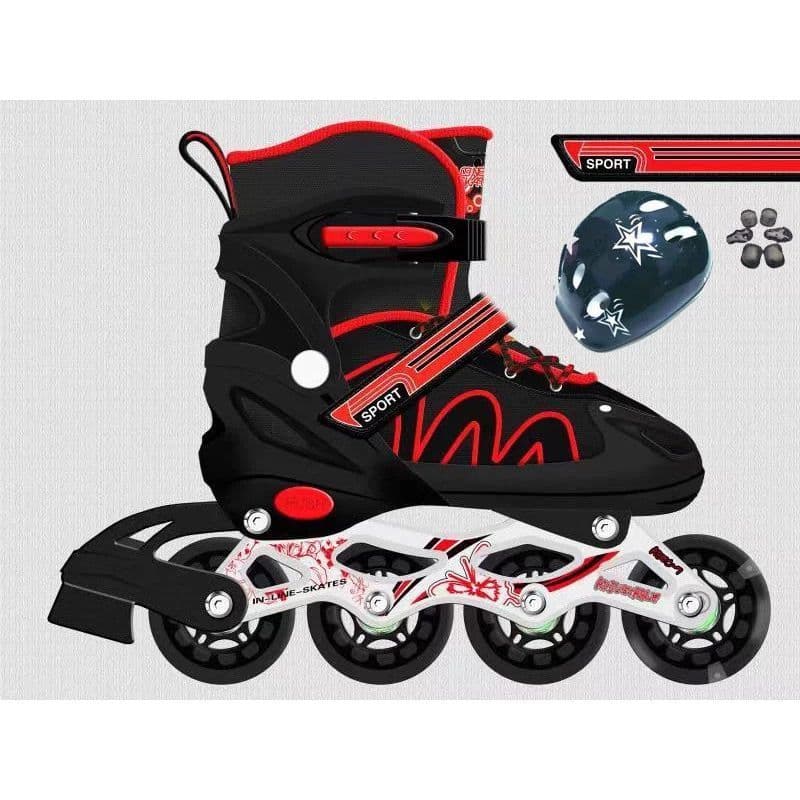 Patins Roller Inline Preto Ajustável Com Luz De Led Com OU SEM Kit Proteção Várias Cores  Promoção