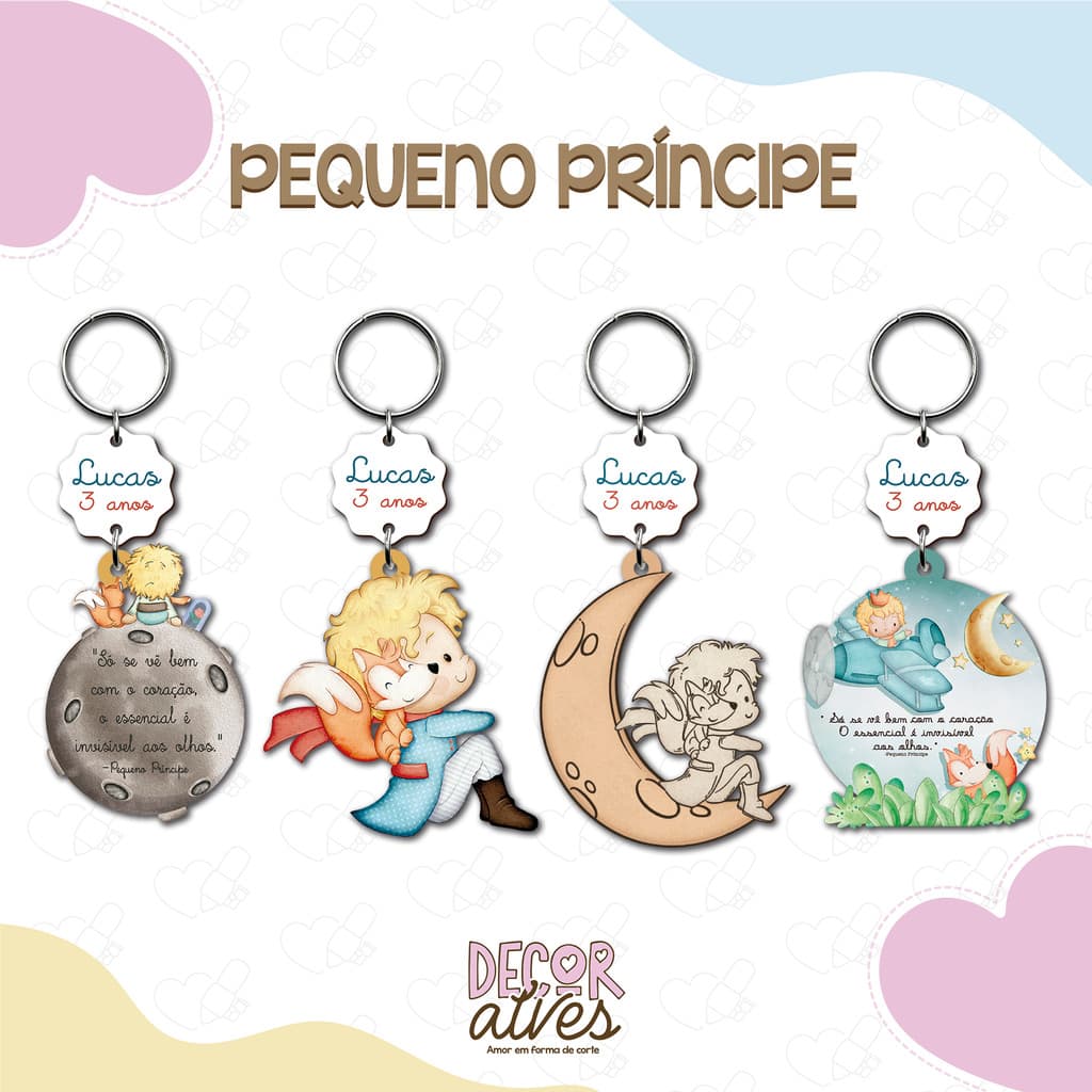 O Pequeno Príncipe - Chaveiro Personalizado MDF Brilhoso Lembrancinha infantil