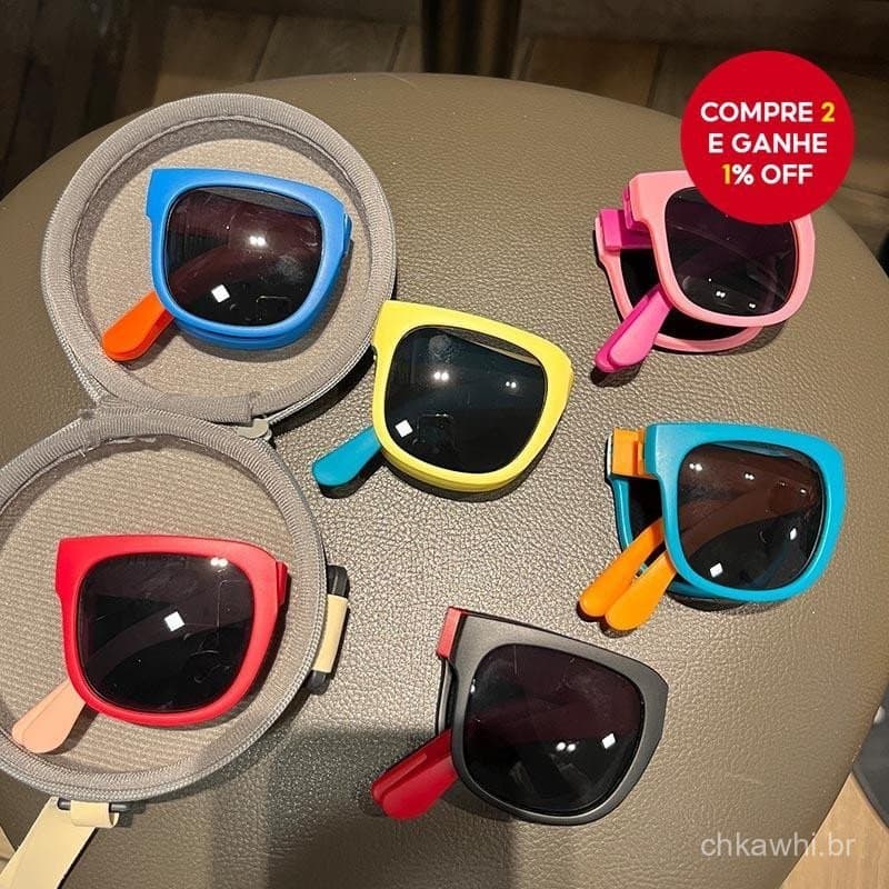 Novos Óculos de Sol Coloridos e Dobráveis para Crianças com Proteção UV - Óculos Portáteis para Meninos e Meninas