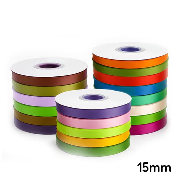 Fita Cetim n.3 15mm Rolo 50 metros Várias Cores Artesanato Pachtwork DIY Laços Enfeite Decoração