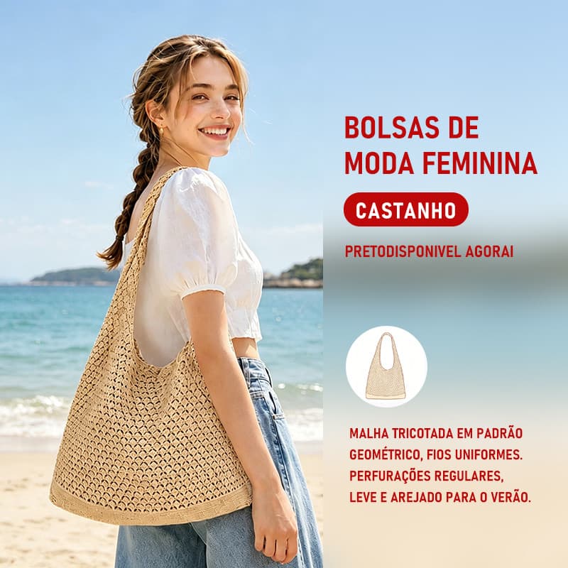 JAMI JAMI Bolsa Feminina Praia Palha Com Alça Lateral Transversal De Ombro B2372