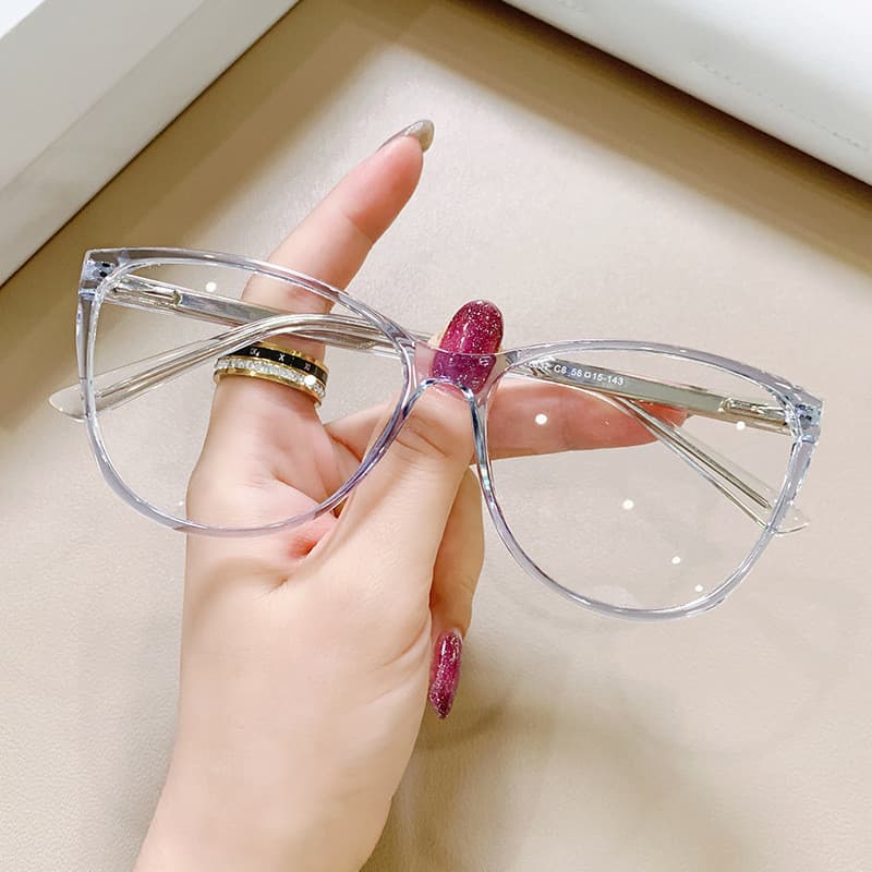 Óculos de Computador em Metal TR90, Armação Elegante, Óculos Transparentes de Moda Feminina para Condução e Viagem RZZI