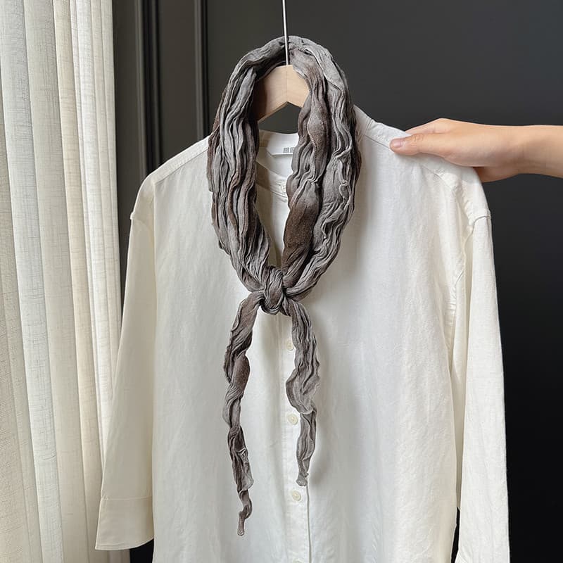 Japonês Retro arte plissado algodão linho Tie-Dye longo cachecol feminino All-Match decorativo xale lenço de seda elegan