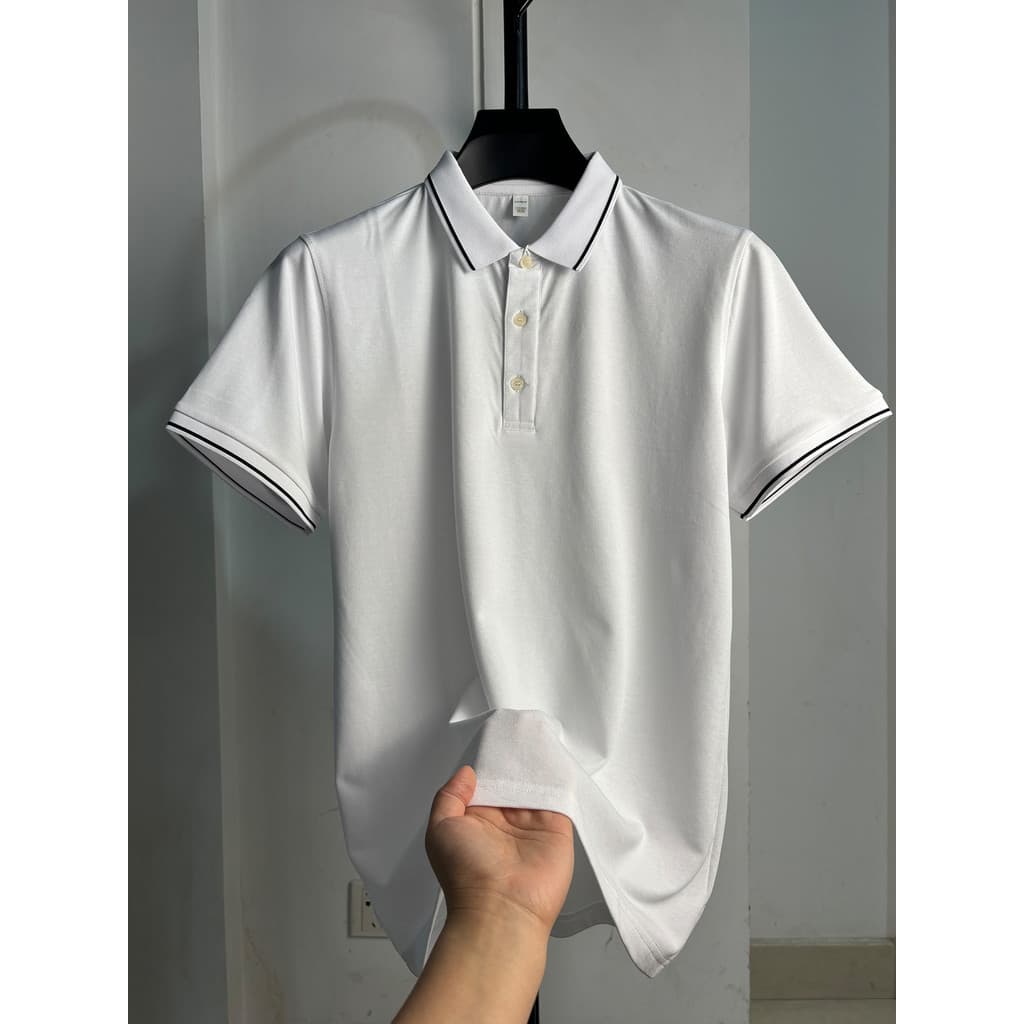 Fábrica de primeira linha OEM, seda amoreira + algodão confortável respirável refrescante camisa POLO masculina de manga